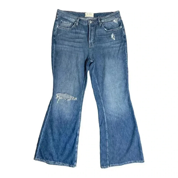 Free People We the Free Flare Leg Distressed Jeans Size 31 - Picture 1 of 8